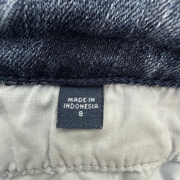 J Jill Jeans Womens 8 Wide Leg Tab Waist Cropped Blue Denim Stretch Capri Pants - Picture 4 of 9